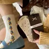 Songmu Outono/Inverno Novo Estilo Designer Estilo Coreano Ins Avelã Ameixa Selvagem Algodão Meia até o Joelho Meia com Babados de Florzinhas e Bolinhas