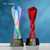Exquisito nuevo trofeo de cristal esmaltado con columna retorcida, medalla creativa colorida, premio de honor de estrella de cinco puntas para personal destacado. Fuente