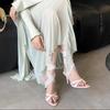 Sandálias Stiletto de Tiras Cruzadas em Renda Francesa para Mulheres 2025 Verão Novo Estilo Fada Temperamento Suave Sandálias de Salto Alto