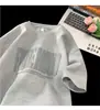 Camiseta de Manga Corta Estampada de Espuma Pesada 300g para Hombre Verano Cuello Redondo Manga Media Holgada Moda Casual Top de Manga Media