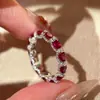 Collar Colgante Estrella Sonriente de Corindón Rojo, Anillo de Aro Azul de Espinela con Incrustaciones de Diamantes de Lujo Ligero de Moda, Aretes de Diamante Rojo, Piedras Preciosas de Colores