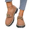 Zapatos de Estilo Europeo y Americano de Talla Grande con Punta Redonda, Suela Gruesa, Cadena Metálica, Caña Baja para Mujer, Tacón Grueso, Suela Gruesa, Slip-On, Mocasines Perezosos