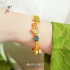 Loja de ouro com o mesmo método antigo de dança de borboleta de seda de ouro de areia queimando pulseira de borboleta de esmalte azul pulseira vintage para presente de namorada
