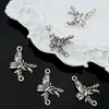Pulseira DIY de prata tibetana conta borboleta pingente prata antiga borboleta estéreo furo passante material para miçangas liga acessórios para miçangas