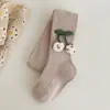 Medias nuevas para niños de entretiempo con accesorios de cereza, leggings para niños, ropa exterior, mallas de pie de colores para bebé