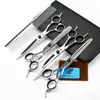 Tijeras de Tornillo Nepperson Negras de Alta Calidad de 7.0 pulgadas, Juego de 4 Piezas, 3 Piezas, 5 Piezas para Peluquería de Mascotas, Tijeras Rectas, Set de Espina de Pescado