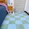 Alfombra Verde Menta Mate Felpa Costuras Cuadradas Hogar Dormitorio Sala de Estar Cortable Flocado Espuma Alfombra