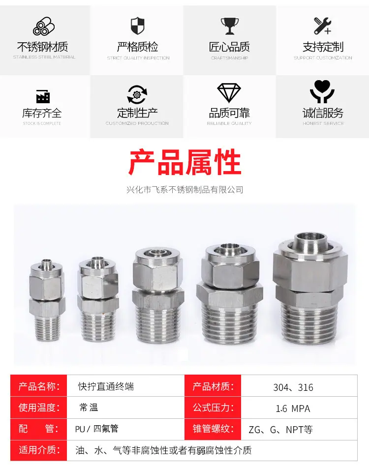 不锈钢快拧直通终端