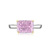 Tiktok Xiaohongshu Nuevo Anillo Cortado Flor de Hielo Diamante de Alto Carbono Anillo de Diamante Cuadrado Joyería Chapada en Oro Dropshipping