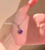 Colgante de Collar Octagonal Rosa Corte Milenio Azul Klein con Acuamarina Aretes de Stud de Diamante de Alto Carbono y Anillo de Estrella de Ocho Puntas para Mujer