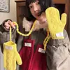 Guantes de Punto de Lana con Diseño Floral Rojo para Mujer, Compatibles con Pantalla Táctil, Manoplas de Invierno Completas con Cordón, Protección Térmica al Aire Libre contra el Frío