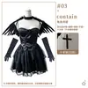 Disfraz de Halloween para Adultos Vestido con Alas de Ángel Blancas y Negras Sexy Bruja Demonio Cosplay Atuendo de Performance