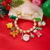 Pulsera Navideña Linda de Perlas de Imitación Transfronteriza Europea y Americana, Versátil, de Alta Gama y Dulce, Joyería Hecha a Mano con Cuentas para Mejores Amigas