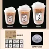Copo Descartável em Formato de U para Milk Tea e Café Calibre 90 Copo Pet para Bebidas Geladas Copo de Milk Tea com Tampa Copo Comercial para Embalagem para Levar
