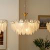 Lámpara de araña de sala de estar de cristal de plumas de lujo ligero de estilo francés posmoderno transfronterizo, lámparas de habitación simples italianas para dormitorio principal, comedor, habitación