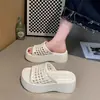 Grulla Blanca de Almohada 2026 Verano Suela Gruesa Hueco Nueva Moda Zapatos sin Cordones Sandalias que Aumentan la Altura