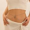 Corrente de corpo transfronteiriça europeia e americana, sexy, praia, imitação de pérola, borla, strass, corrente de cintura, zircônia, umbigo, unha, corrente de corpo