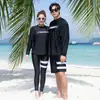 Traje de Buceo Estilo Coreano para Pareja Traje de Baño de Manga Larga para Mujer Antimedusas Traje de Snorkel Dividido Protección Solar Ajustado Traje de Baño