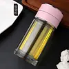 Taza de Separación de Agua y Té de Doble Capa de Vidrio para Hombres con Filtro Taza de Té Creativa Portátil para el Hogar Barrera de Agua Transparente