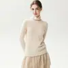 Suéter 100% cachemir, cuello alto para mujer, capa base de punto suave y cómoda, suéter de corte holgado para otoño e invierno