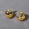 Pendientes C de Diseño Irregular Chapados en Cobre Dorado Verdadero de 18k Estilo Minimalista Europeo y Americano Tornillos para Oreja de Plata S925 Pendientes de Botón Pendientes de Botón Pendientes de Moda Elegantes