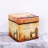 Nuevo Taburete de Almacenamiento Vintage Estampado Recubierto de Película Caja de Almacenamiento Taburete de Almacenamiento Plegable Multifuncional con Tapa Taburete para Cambiarse los Zapatos