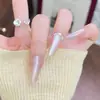 10 Peças de Unhas Postiças Codificadas Feitas à Mão para Manicure Gradiente Olho de Gato Brilho Luxo Acessível High-End Clareamento Removível