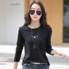 Camiseta de Manga Larga con Cuello Redondo para Mujer Otoño e Invierno Bordada Estilo Coreano Talla Grande Camiseta Básica Suministro de Exportación Transfronterizo 95 Algodón