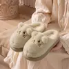 Chinelos de Algodão Desenho de Coelho para Mulheres, Fofos e Quentes, Adequados para Uso Externo no Inverno, Novo Modelo 2026, Chinelos Pelúcia para Casa para Meninas