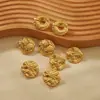 Brincos Redondos Geométricos com Textura Plissada em Aço Inoxidável Dourado 18K com Novo Design Retro Francês Transfronteiriço Brincos de Nicho