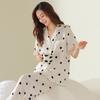 Pijama de Seda de Hielo para Mujer 2025 Verano Delgado Gordo mm Talla Grande Manga Corta Pantalones Conjunto de Ropa para el Hogar de Lunares de Alta Gama
