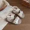 Sandalias Romanas de Caña Alta de Verano para Niñas 2026 Zapatos de Princesa con Lazo para Niños Mayores Suela Suave Sandalias de Playa Abiertas