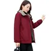 Abrigo de algodón para mujer, con forro polar, engrosado, con cremallera y botones, talla grande de invierno, solapa mullida, versátil y moderno, estilo transfronterizo