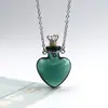 Collar con Colgante de Botella de Aceite Esencial de Vidrio Transparente en Forma de Corazón, Colgante de Botella de Fragancia, Collar Sencillo de Acero de Titanio, Regalo para Amigos y Parejas