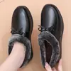 Zapatos de Mamá, Zapatos de Algodón, Zapatos de Cuero Cómodos de Suela Blanda de Invierno para Mujer, Zapatos Cálidos para Mediana Edad y Personas Mayores, Zapatos Antideslizantes de Suela Plana con Forro de Felpa para Personas Mayores