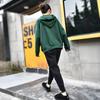 Traje de sudadera y pantalones de sudadera gruesos con forro polar para otoño e invierno para estudiantes nuevos, manga larga, color sólido, top con capucha, pantalones harén, conjunto de dos piezas