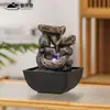 Xintianquan Estilo Chinês Retrô Ornamentos de Água Pequena Decoração de Paisagem para Mesa Sala de Estar Escritório Água Circulante Automática