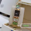 Venda Direta de Fábrica do Popular Relógio Quadrado com Mostrador Quadrado Cravejado de Diamantes Estilo Chanel para Mulheres, Pulseira de Pedras Preciosas de Luxo Leve