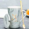 Taza Cerámica Taza con Tapa Cuchara Hogar Oficina Pareja Taza de Té Taza para Beber Taza de Café Puede Imprimir Logo Patrón