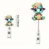 Gorra Plana Acrílica Nueva Transfronteriza con Pin de Insignia de Tortuga, Clip para Identificación, Hebilla Retráctil de Fácil Extracción