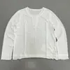 Camiseta de manga larga estilo minimalista con cuello Henry, nuevo modelo de otoño para mujer, corte holgado para uso diario, cuello redondo, top ligero y transpirable