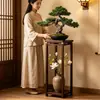 Soporte de flores simple para uso doméstico, estante para flores de balcón, estantería de almacenamiento de múltiples capas de pie, soporte de bambú para macetas de interior para sala de estar, diseño minimalista