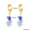 Amazon Más Vendidos Color Irregular Pendientes de Piedra Natural Diseño de Moda Creativo Acero Inoxidable Hebilla de Oreja Pendientes Venta al por Mayor