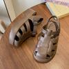 Sandalias romanas para mujer 2024 nuevas sandalias y pantuflas de verano para exterior de suela gruesa con punta cubierta y orificios zapatos deportivos al por mayor