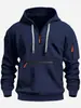 Suéter con capucha cálido de forro polar para hombre, de moda deportiva casual, con cremallera y múltiples bolsillos, nuevo de Amazon para otoño e invierno, transfronterizo
