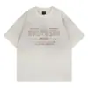 Camiseta de Verano Retro para Hombre de Manga Corta Suelta Pesada con Diseño Impreso y Cuello Cortado Lavado Oscuro Desgastado