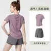 Conjunto de Ropa Deportiva de Yoga para Exteriores Delgado Fitness Holgado Manga Corta Elástico Secado Rápido Ropa para Correr Talla Grande Camiseta Pantalones Cortos