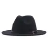 Sombrero de Sol para Exteriores Clásico Fieltro Fedora Ala Ancha Moda Sombrero Jazz con Hebilla de Cinturón