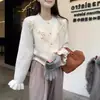 Diseñado con Sentido del Estilo, el Suéter Abrigo de Manga Acampanada con Lazo para Mujer es el Nuevo Cárdigan de Punto Holgado y Dulce Estilo Coreano para Otoño e Invierno 2026