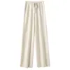 Calça larga de Lã 100% pura para o Inverno Feminina Cintura Média drapeada emagrecimento casual reta de cashmere tricotada pantalona